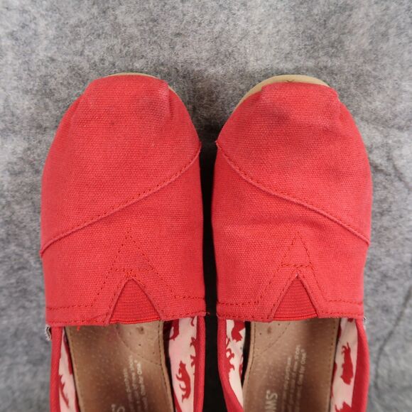 Toms Shoes Womens 7 Flats Slip On Casual Canvas Red Lifestyle Alpargatas Comfort - Picture 7 of 11